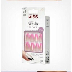 NIB
KISS Salon Acrylic French Color Squared
Pink Coffin Press On Nails Medium 28